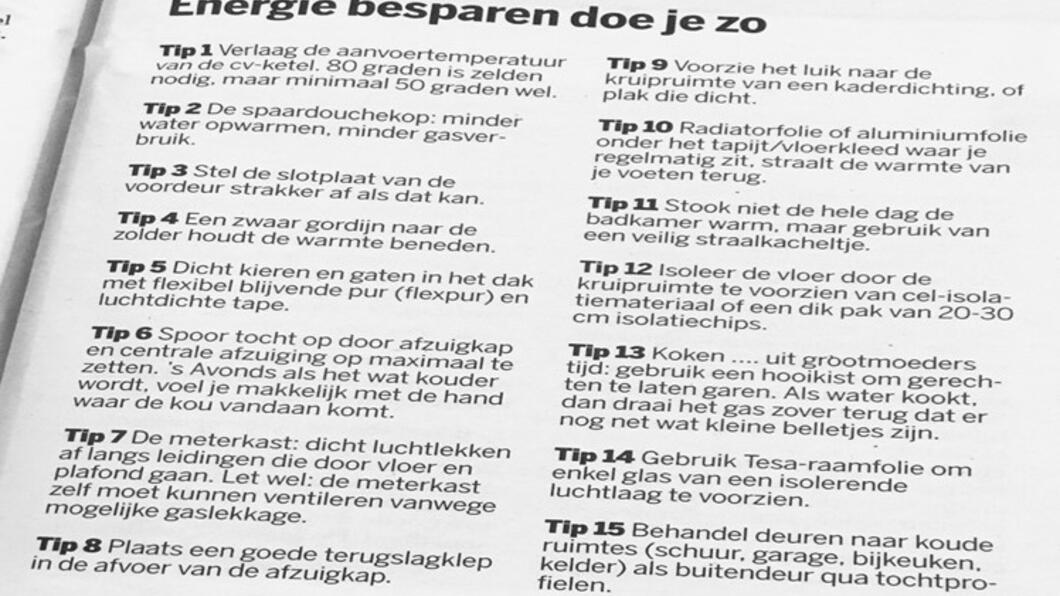 tips om energie te besparen